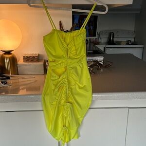 Fashion Nova Neon Yellow Cutout Dress